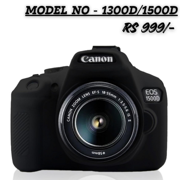 Canon EOS 1300D silicone cover black, protective camera skin, DSLR accessory, Canon Rebel T6 case.