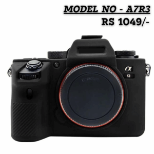 Black silicone protective cover for Sony Alpha A7 III, A7R III, or A9 camera body, showing the front view with lens mount and control dials.