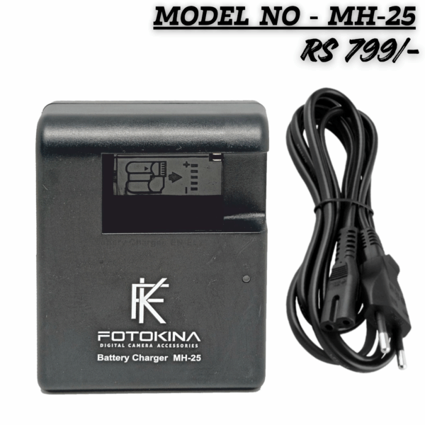 FOTOKINA MH-25 Digital Camera Battery Charger and Power Cord for Nikon EN-EL15, priced at ₹799.