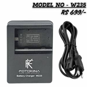 FOTOKINA Battery Charger W235 for NP-W235 style digital camera batteries, shown with detachable AC power cable. Price $699/-$.